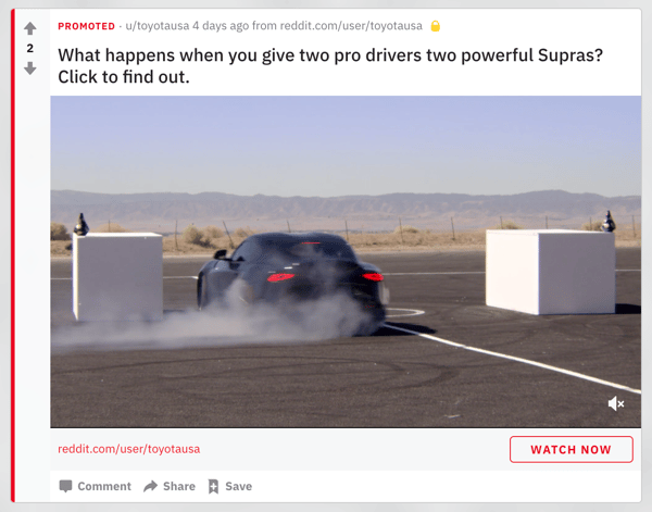 Toyota promoted content on Reddit